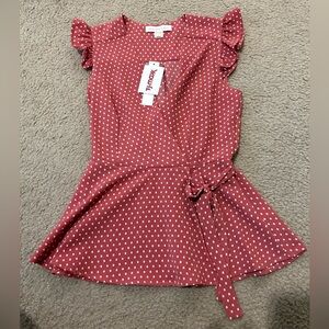 Monteau Red Polka Dot Top